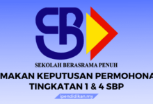 semak keputusan permohonan sbp tingkatan 1 tingkatan 4