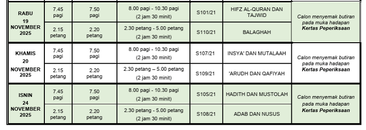 stam 25 2 Jadual Waktu Peperiksaan STAM 2025 Exam Date