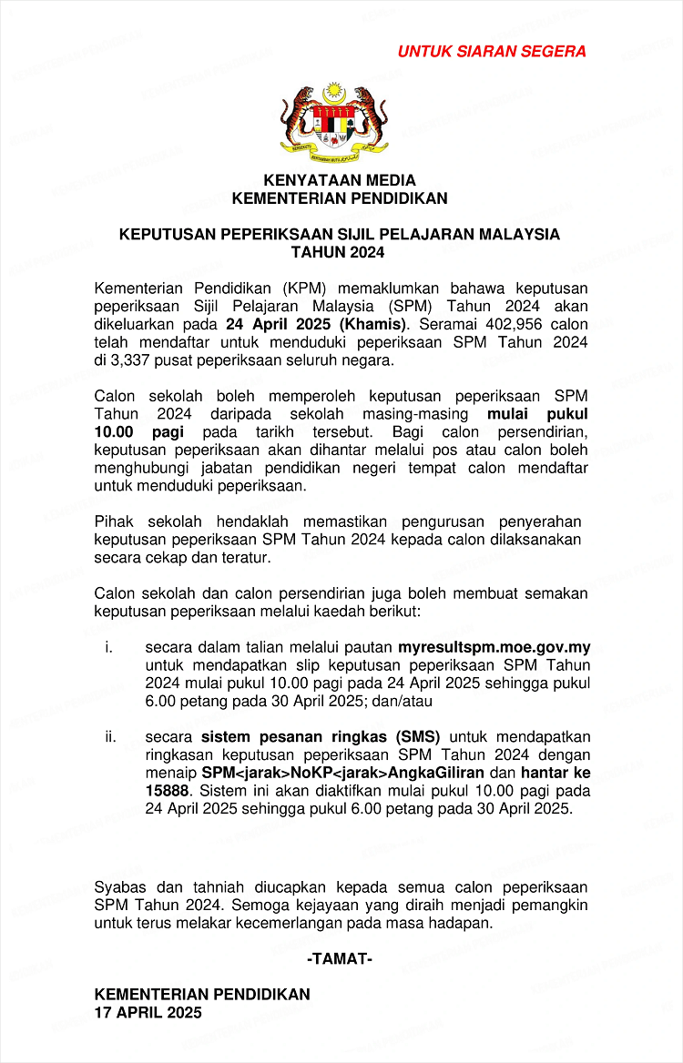 Semakan Keputusan SPM 2024 SMS Dan Aplikasi Online spm result 2025 spm result 2025 Semakan Keputusan SPM 2024 SMS Dan Aplikasi Online