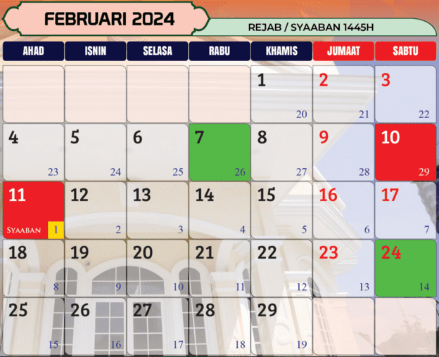 kalendar islam 2024 februari Kalendar Islam 2024 Dan Tarikh Penting 1445H-1446H