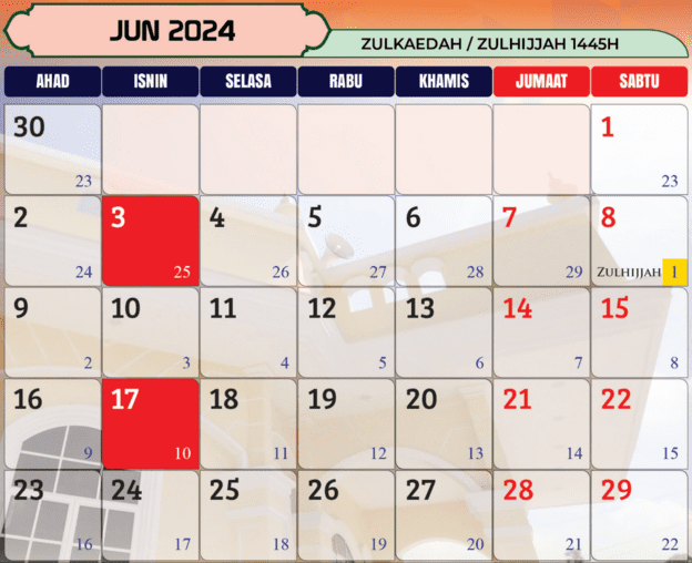 kalendar islam 2024 jun Kalendar Islam 2024 Dan Tarikh Penting 1445H-1446H