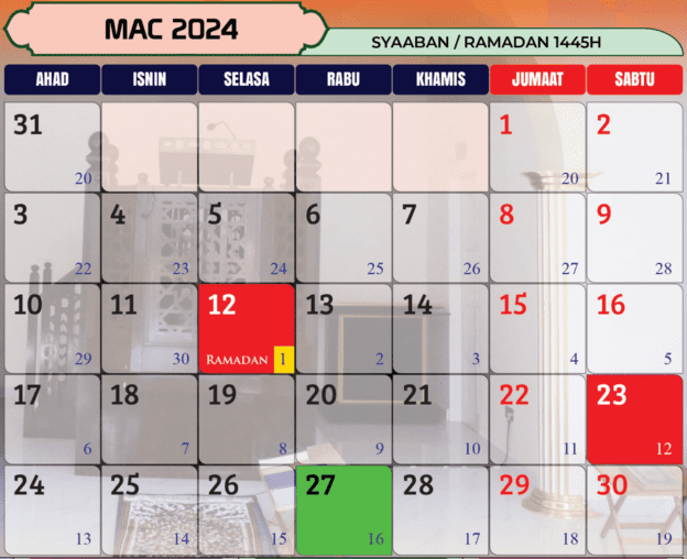 kalendar islam 2024 mac Kalendar Islam 2024 Dan Tarikh Penting 1445H-1446H