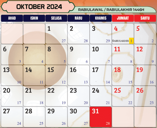 kalendar islam 2024 oktober Kalendar Islam 2024 Dan Tarikh Penting 1445H-1446H