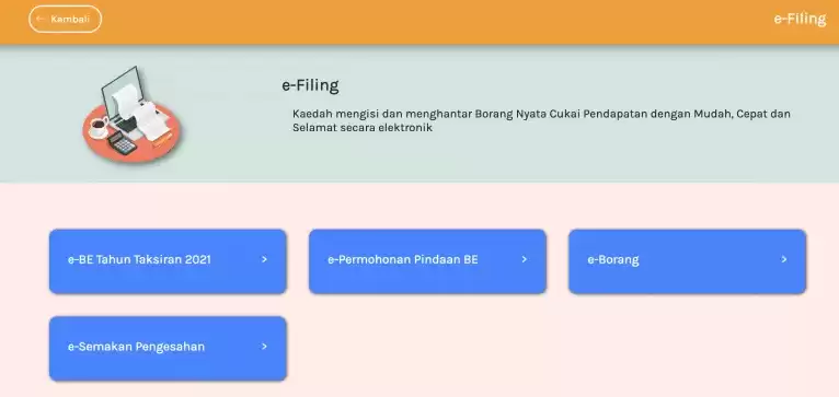 mytax e filing 1 Cara Isi Borang e-Filing Online Cukai Pendapatan