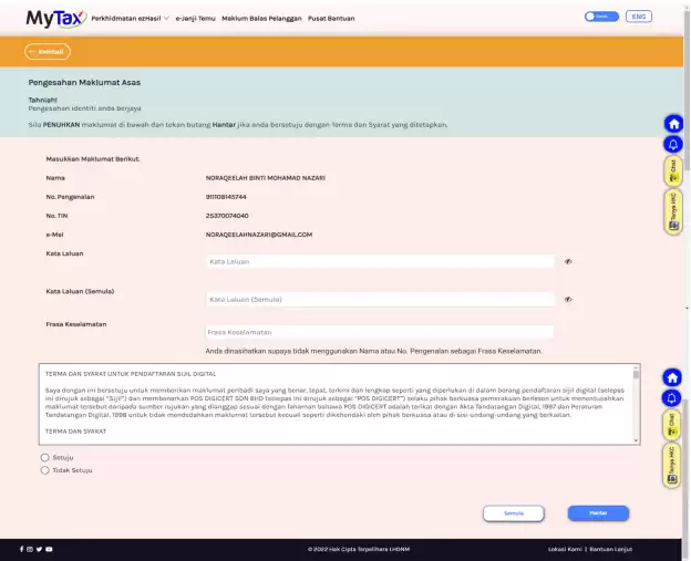 mytax log masuk 7 Cara Isi Borang e-Filing Online Cukai Pendapatan