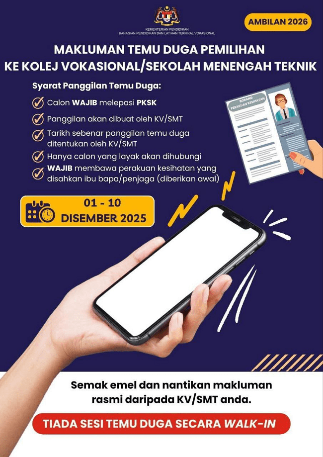 Semakan Keputusan KV Dan SMT 2026 Online (Tawaran) kv temuduga kv temuduga Semakan Keputusan KV Dan SMT 2026 Online (Tawaran)